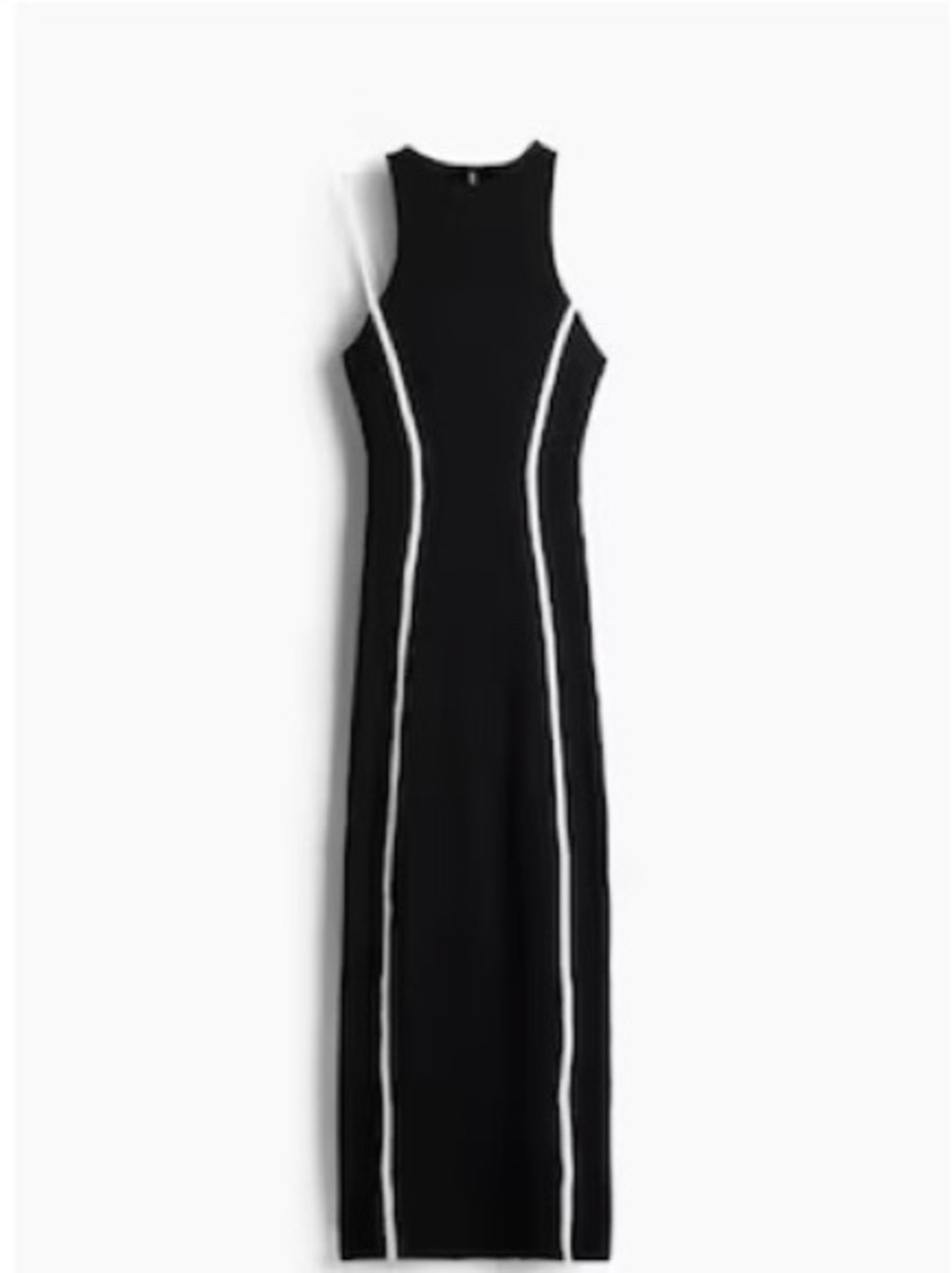 NWT H&M Black Midi Dress with White Piping